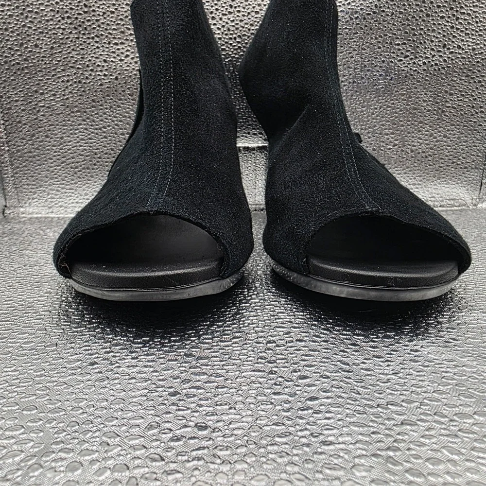 Munro American Suede Leather Slingback Sandals Open Toe Block Heel Sz 6.5W‎ USA